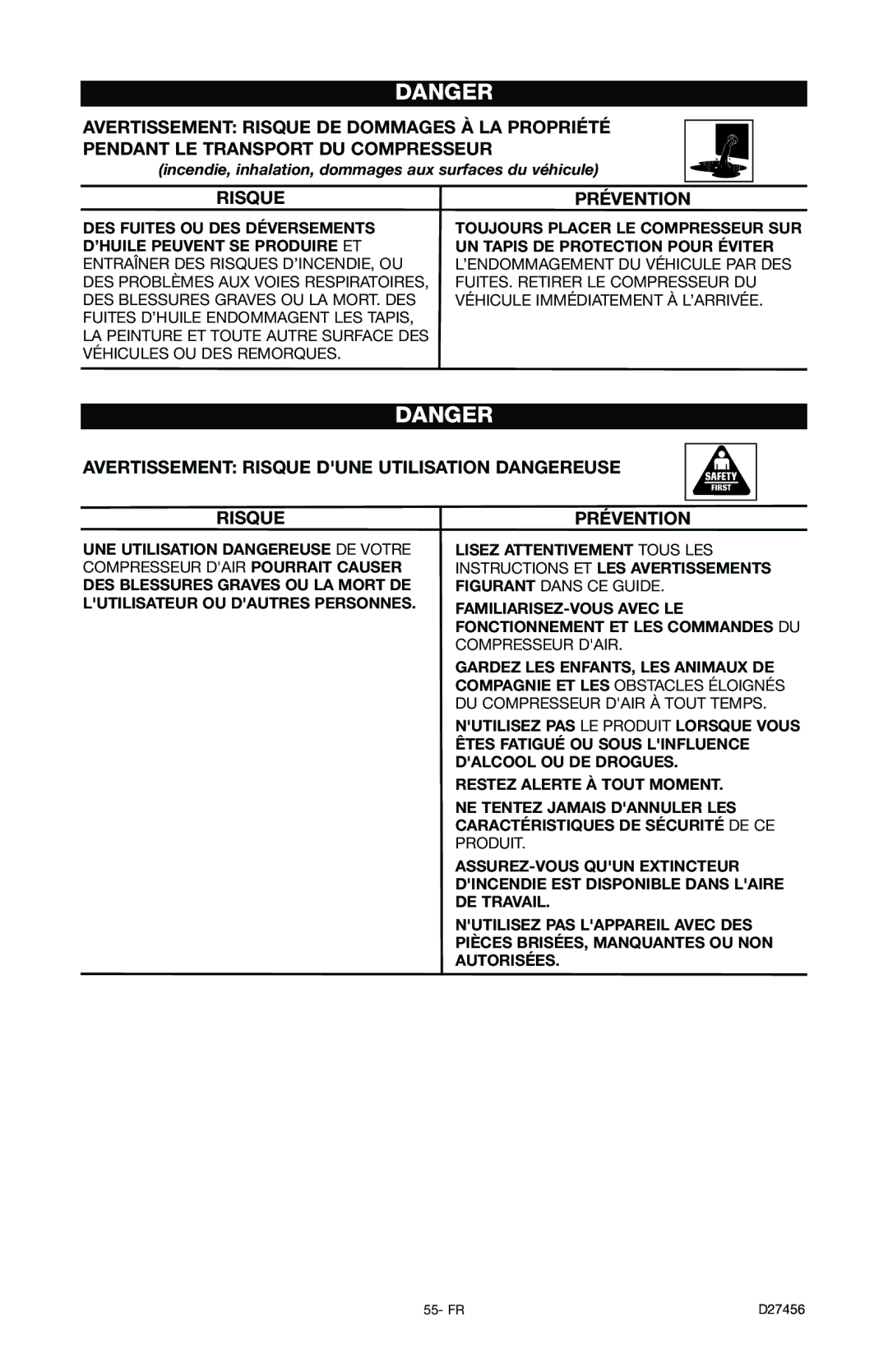 Delta 66-202-1 instruction manual Avertissement Risque Dune Utilisation Dangereuse 