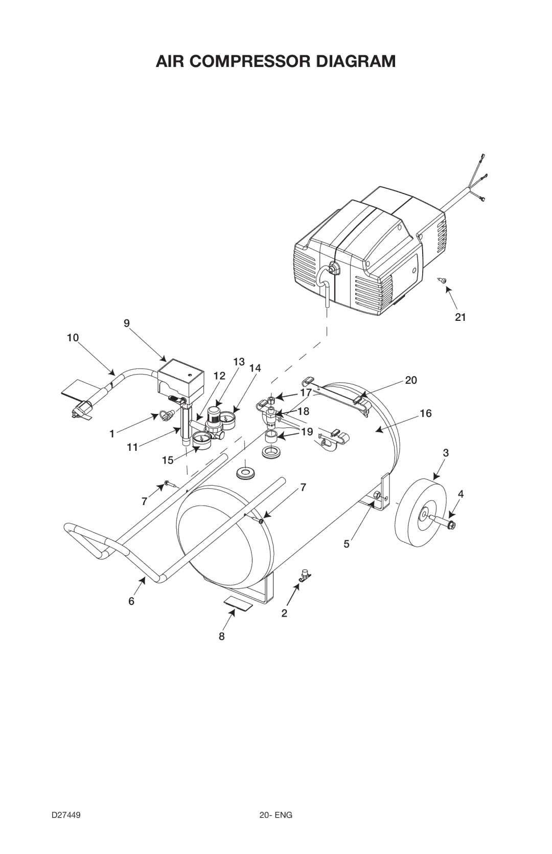 Delta 66-500-1, D27449 instruction manual AIR Compressor Diagram 