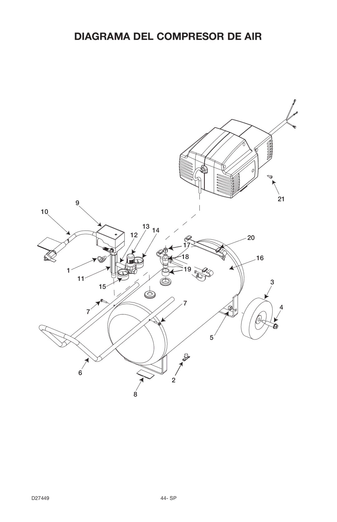 Delta 66-500-1, D27449 instruction manual Diagrama DEL Compresor DE AIR 