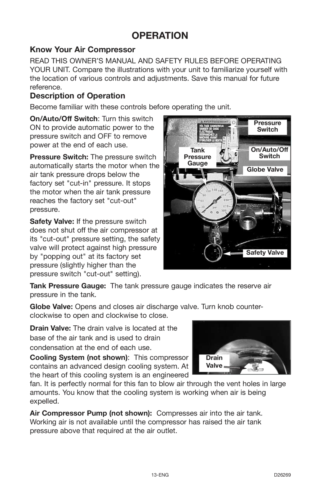 Delta 66-750 instruction manual Know Your Air Compressor Description of Operation 