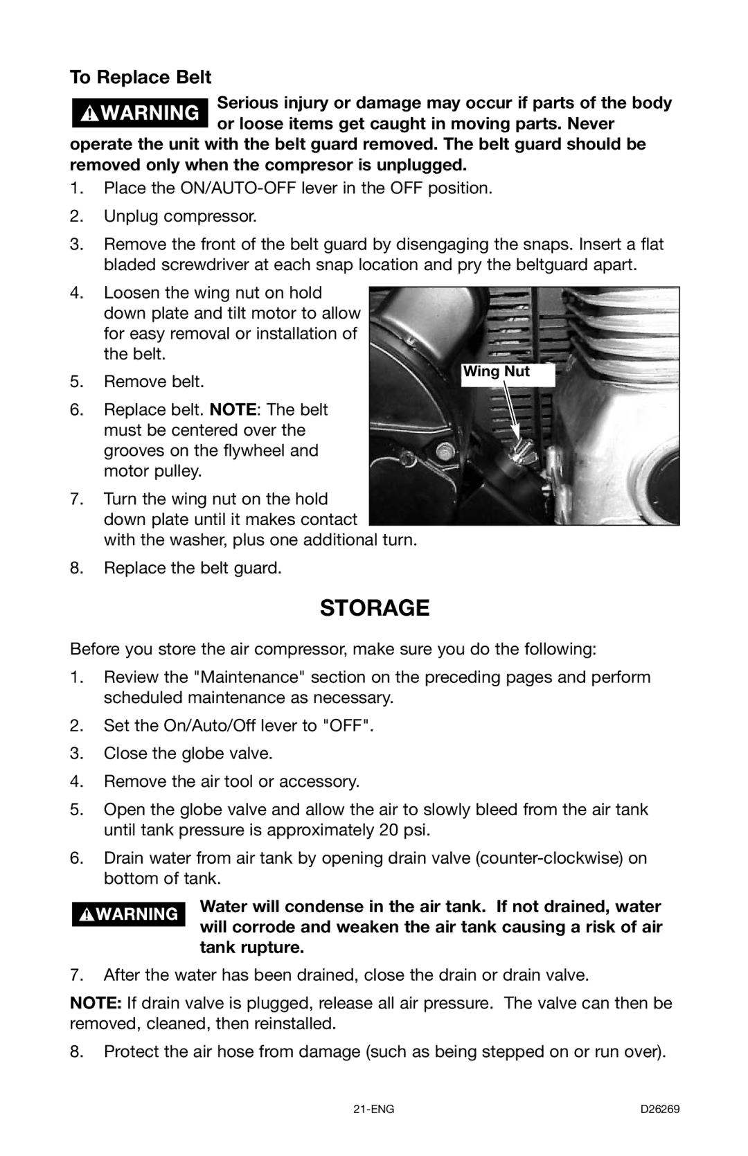 Delta 66-750 instruction manual Storage, To Replace Belt 