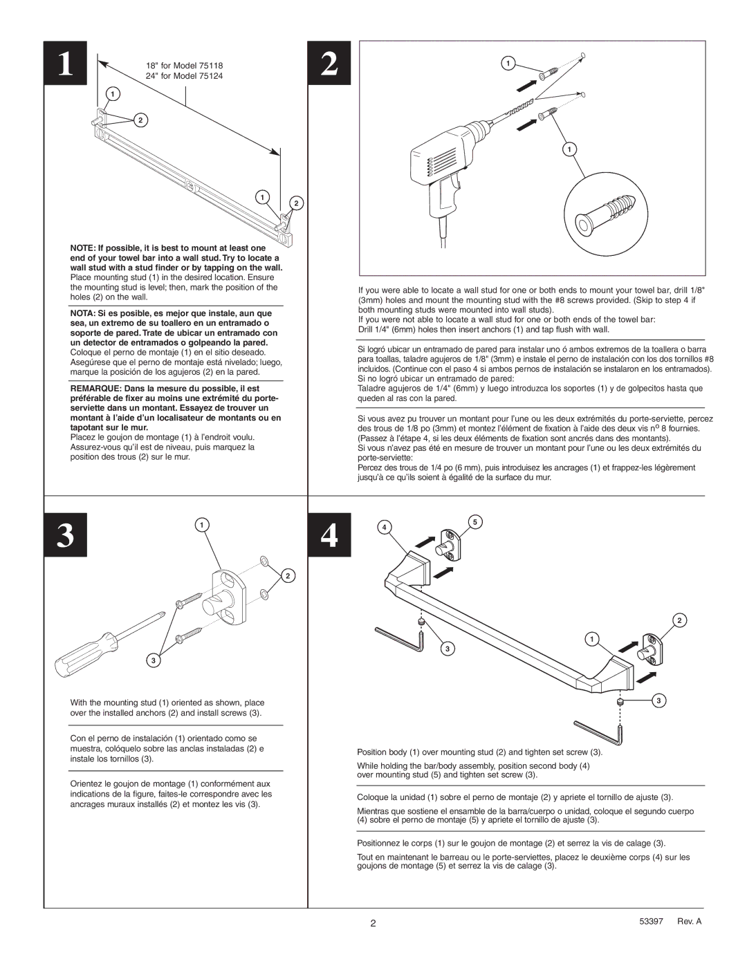 Delta 75118, 75124 manual For Model 