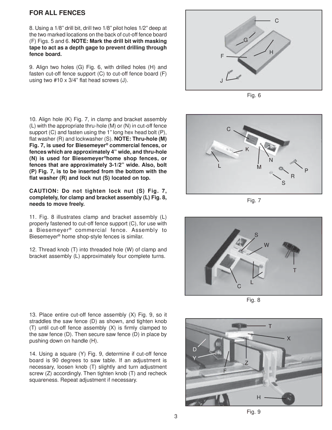 Delta 78-939 manual For ALL Fences, Fence board 