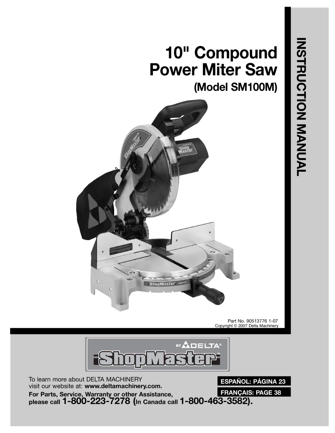 Delta 90513776 instruction manual Compound Power Miter Saw 