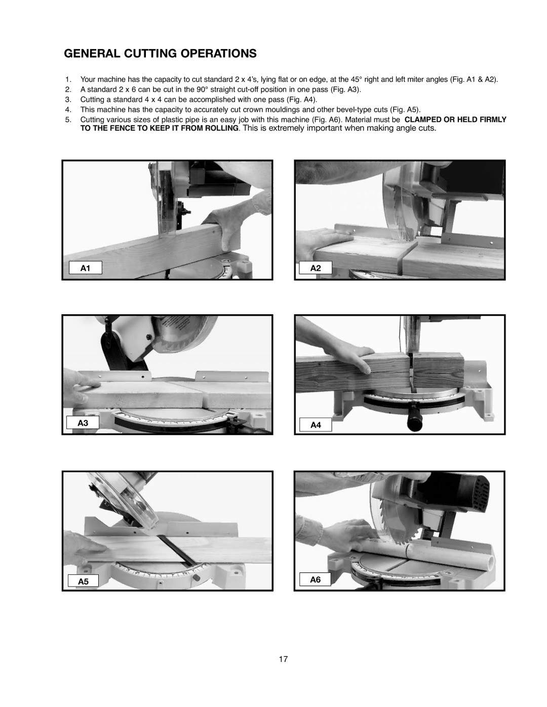 Delta 90513776 instruction manual General Cutting Operations 