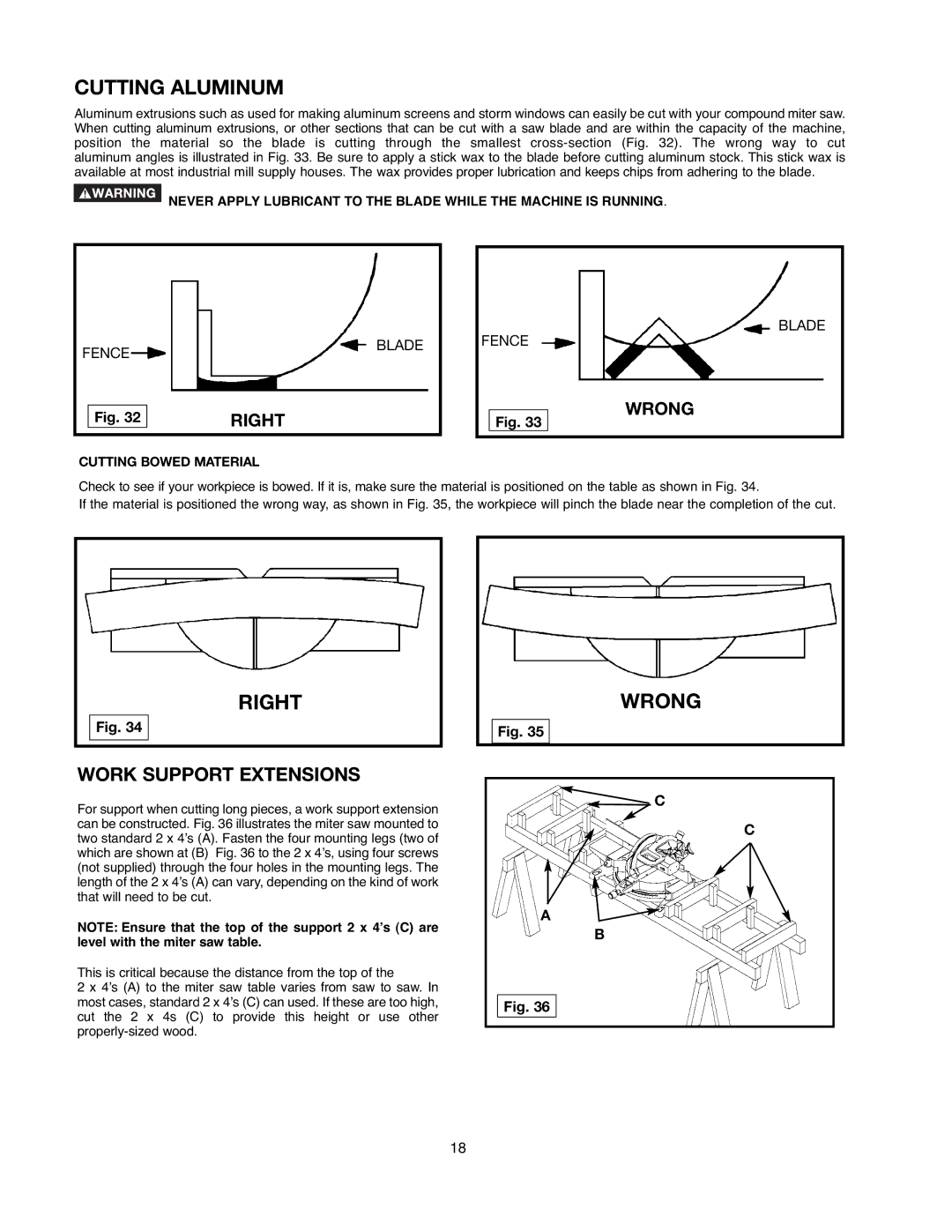 Delta 90513776 instruction manual Cutting Aluminum, Right, Wrong 