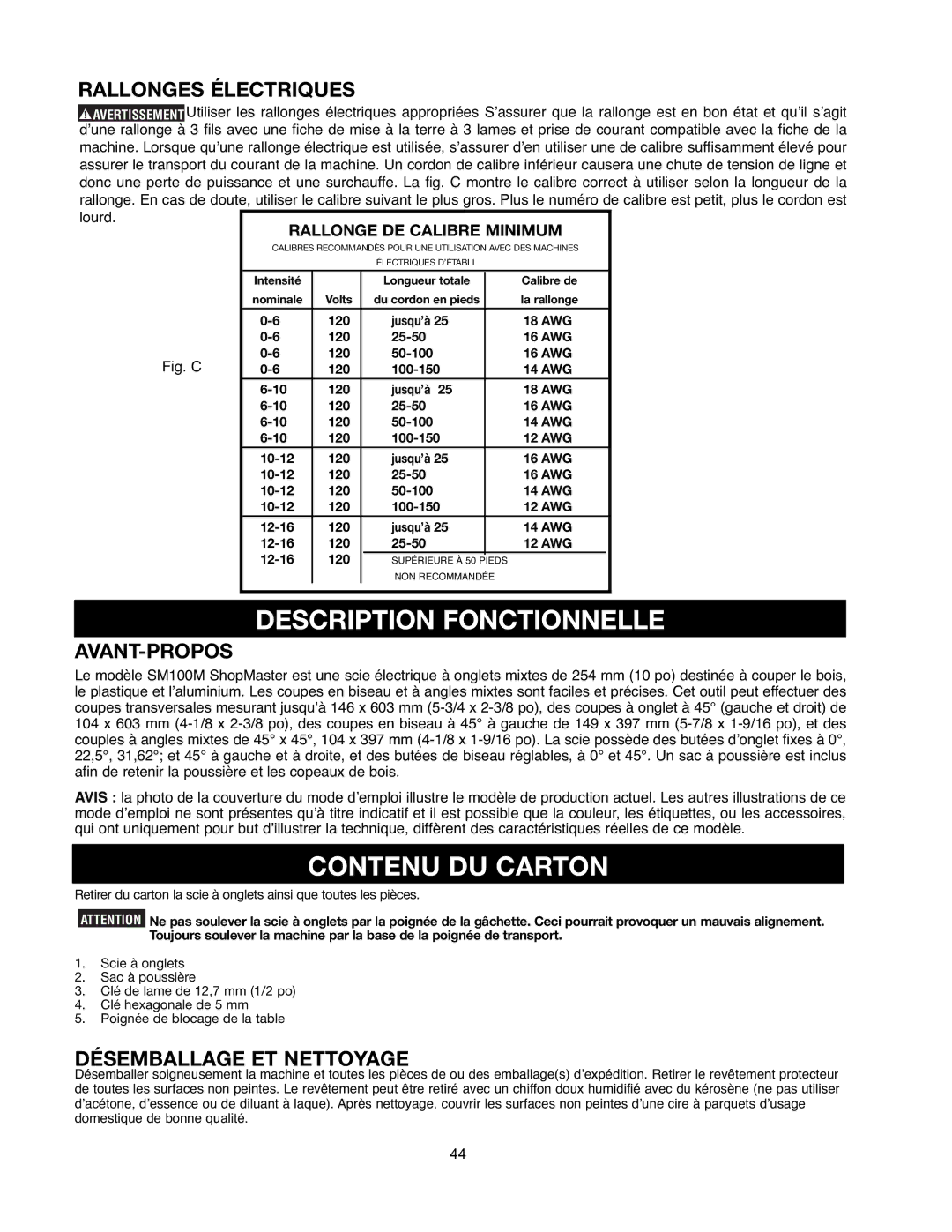 Delta 90513776 instruction manual Description Fonctionnelle, Contenu DU Carton, Rallonges Électriques, Avant-Propos 