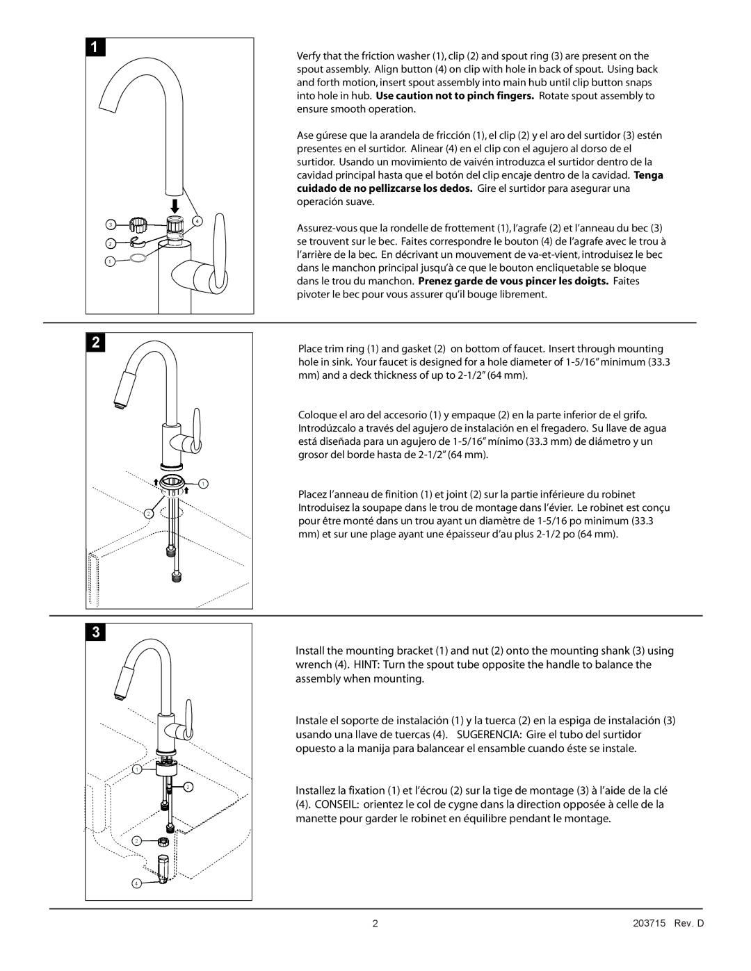 Delta 985 Series manual Mm and a deck thickness of up to 2-1/2 64 mm 