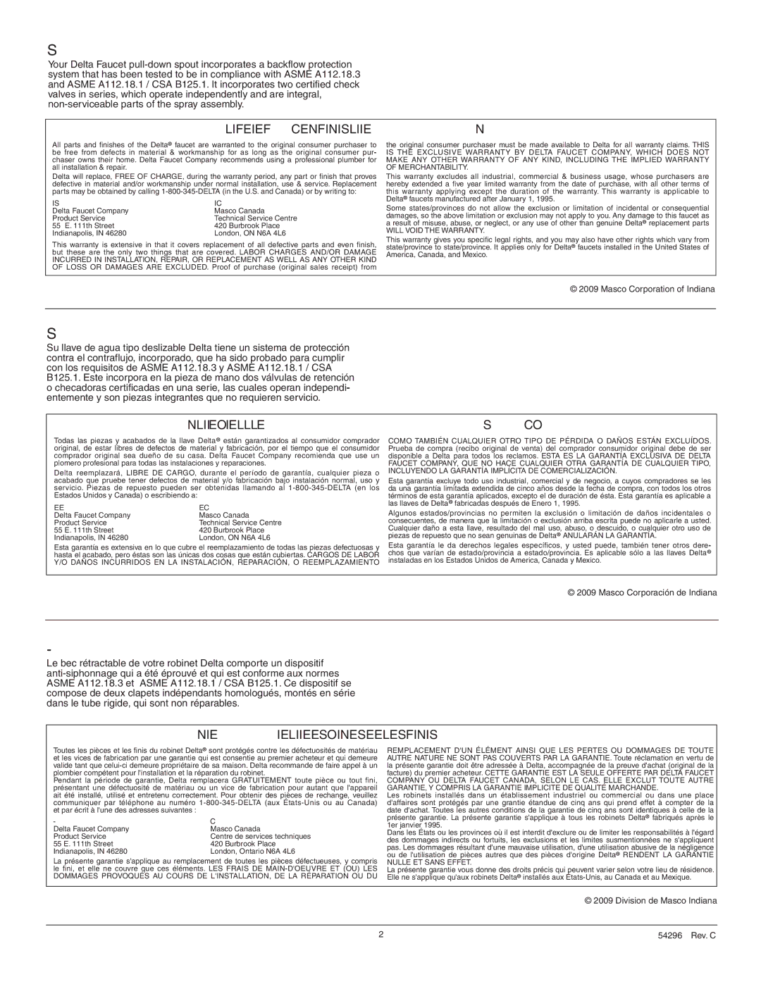 Delta 978-SD-DST Series, 9978-DST Series manual Backflow Protection System 