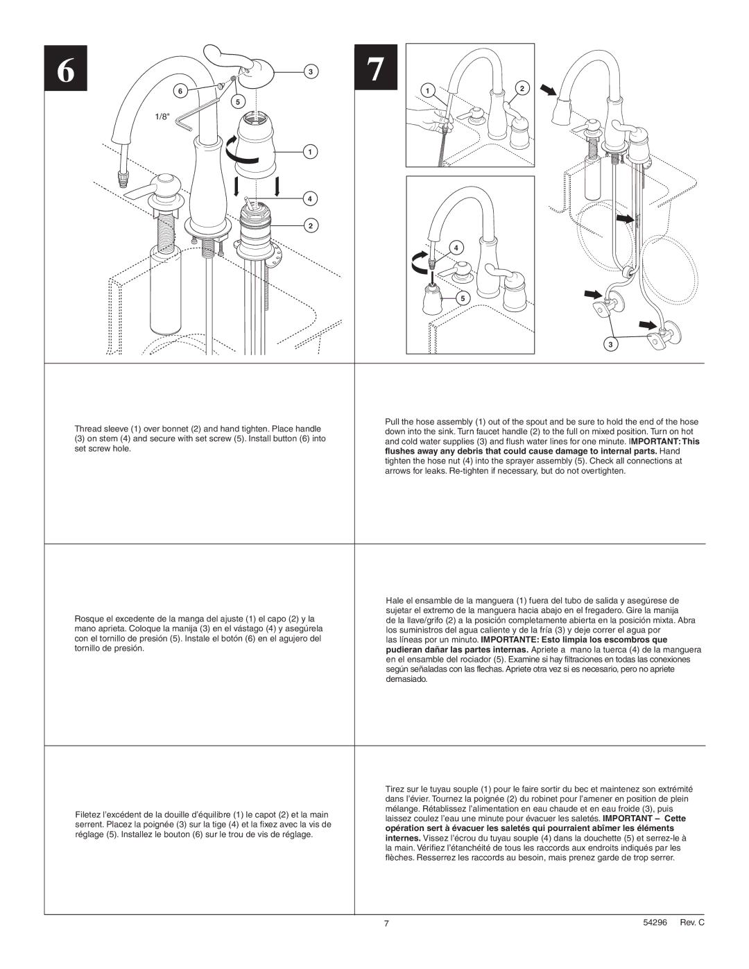 Delta 9978-DST Series, 978-SD-DST Series manual Thread sleeve 1 over bonnet 2 and hand tighten. Place handle 