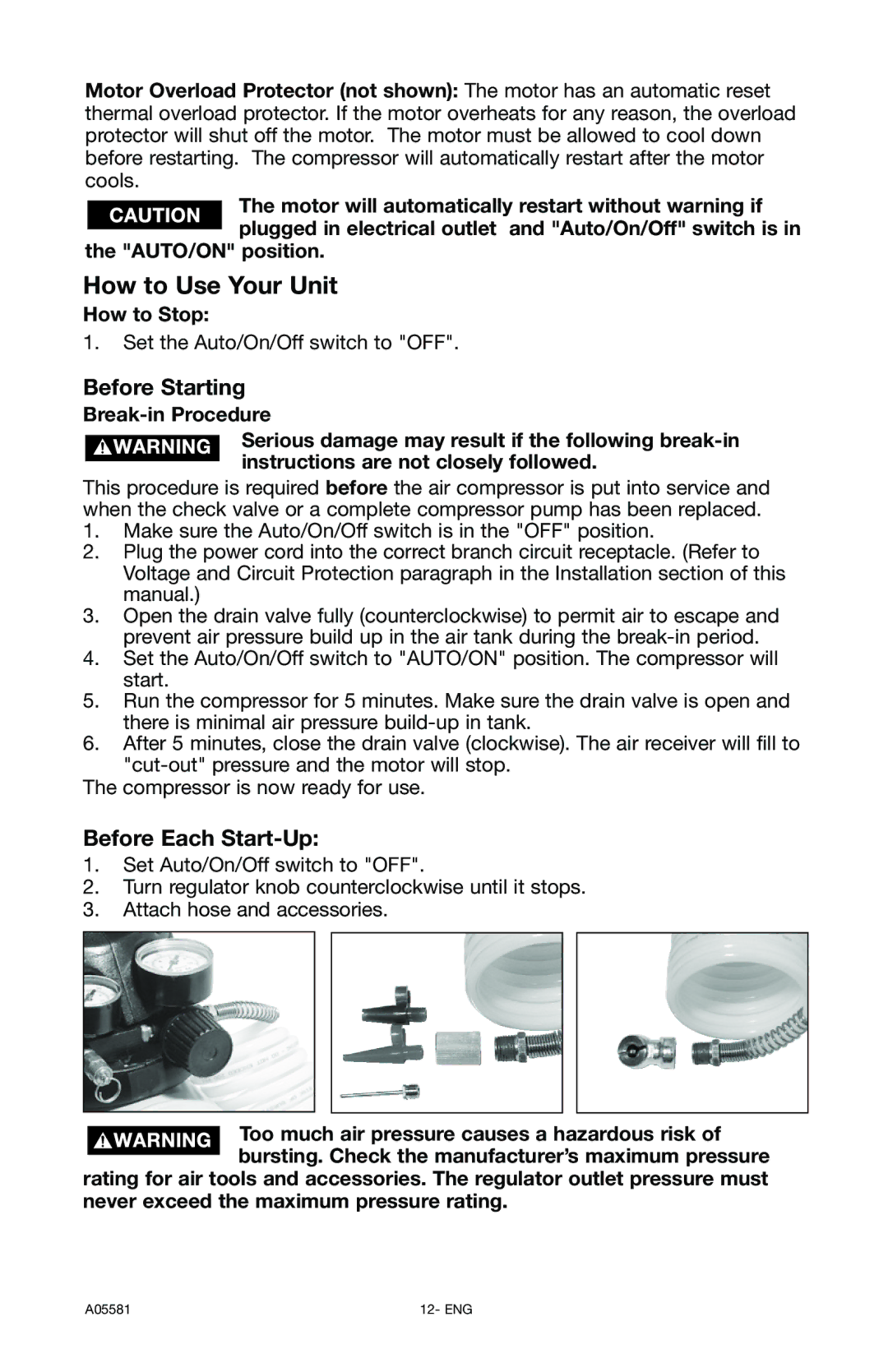 Delta A05581, CP201 instruction manual How to Use Your Unit, How to Stop 