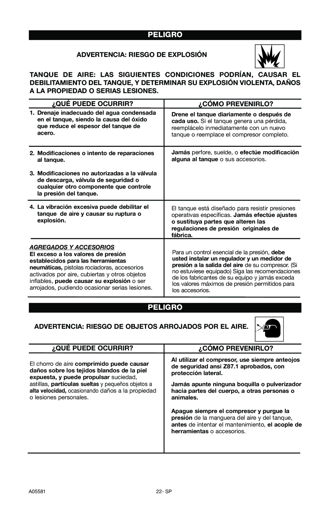 Delta A05581, CP201 instruction manual Agregados Y Accesorios 