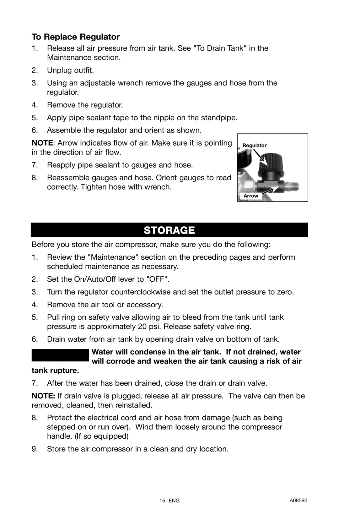 Delta A08590 instruction manual To Replace Regulator 