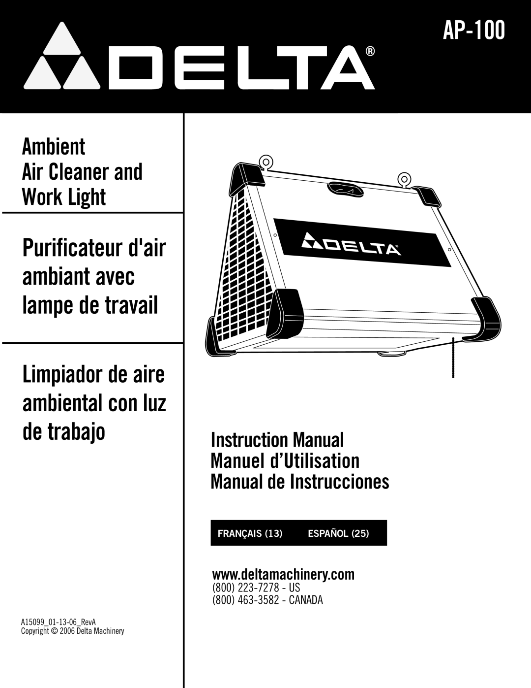 Delta AP-100 instruction manual Contractors Saw 