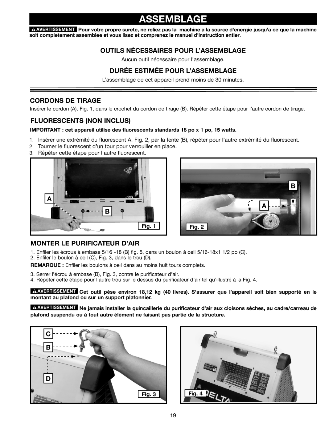 Delta AP-100 instruction manual Assemblage 