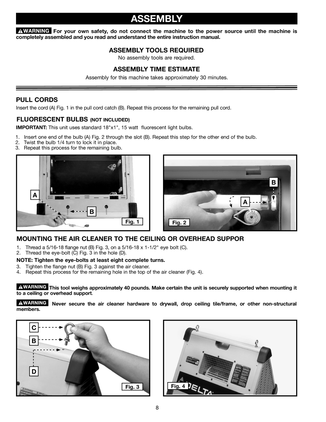 Delta AP-100 instruction manual Assembly 