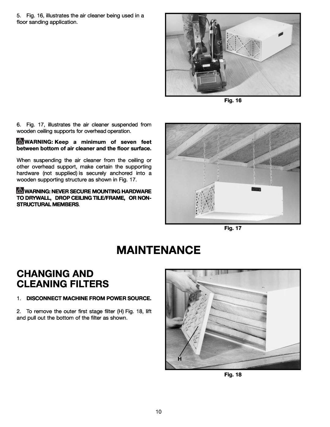 Delta AP200 instruction manual Maintenance, Changing And Cleaning Filters 