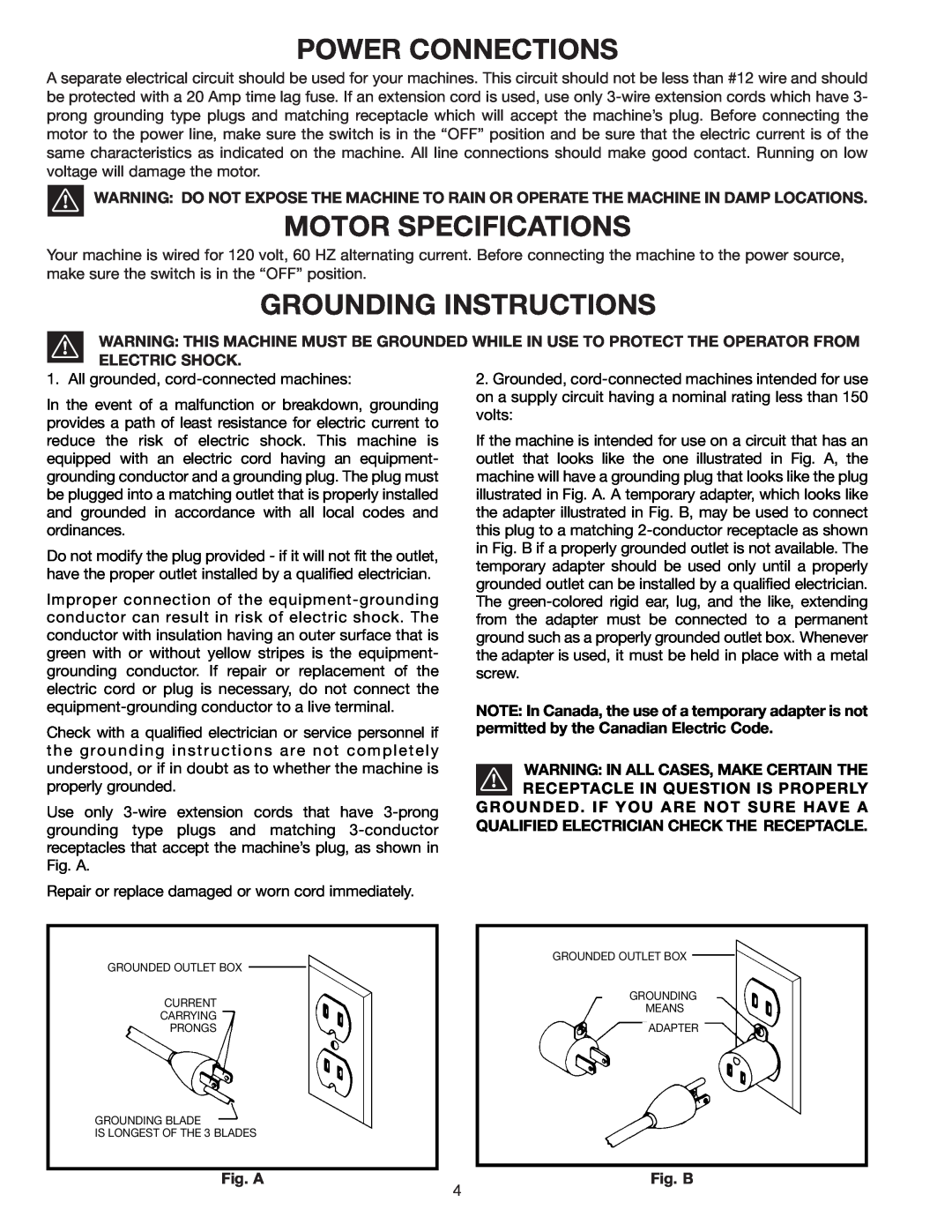 Delta AP200 instruction manual Power Connections, Motor Specifications, Grounding Instructions 