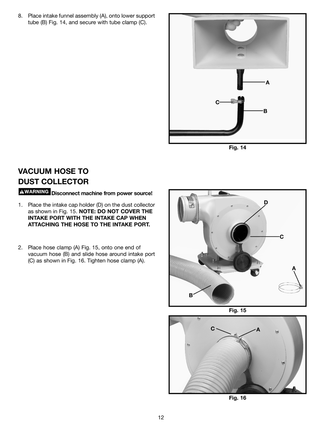 Delta AP300 instruction manual Vacuum Hose to Dust Collector 