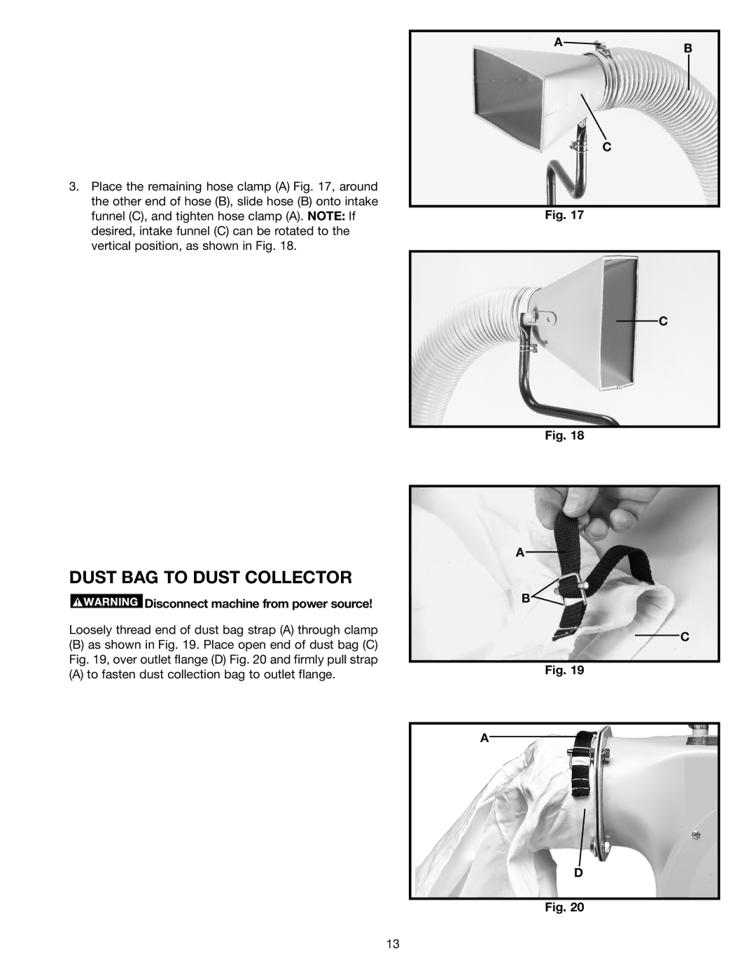 Delta AP300 instruction manual Dust BAG to Dust Collector 