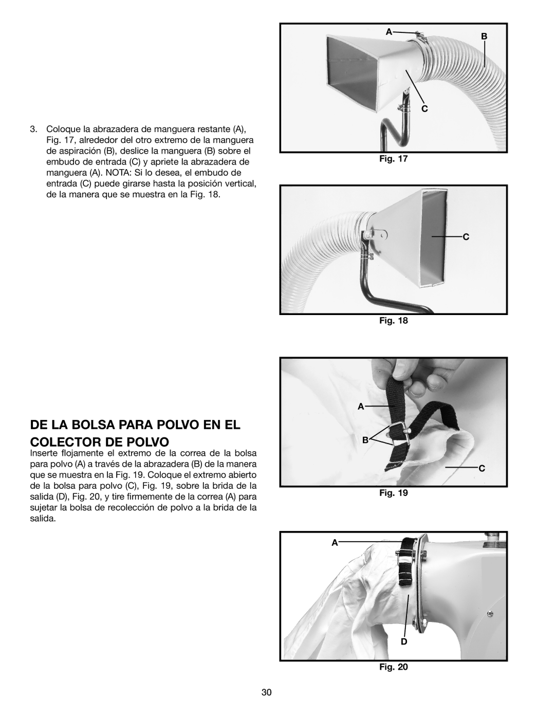 Delta AP300 instruction manual DE LA Bolsa Para Polvo EN EL Colector DE Polvo 