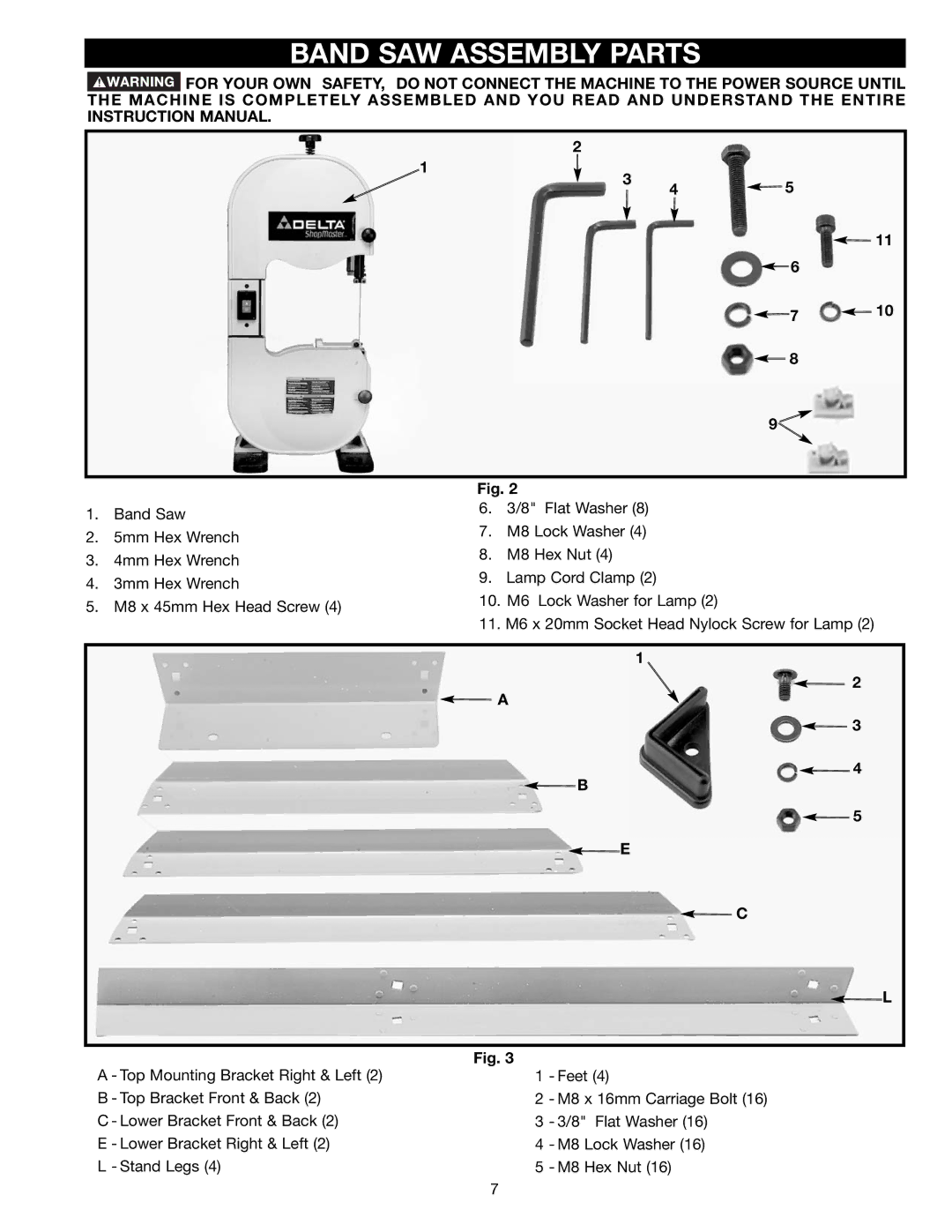 Delta BS150LS instruction manual Band SAW Assembly Parts 