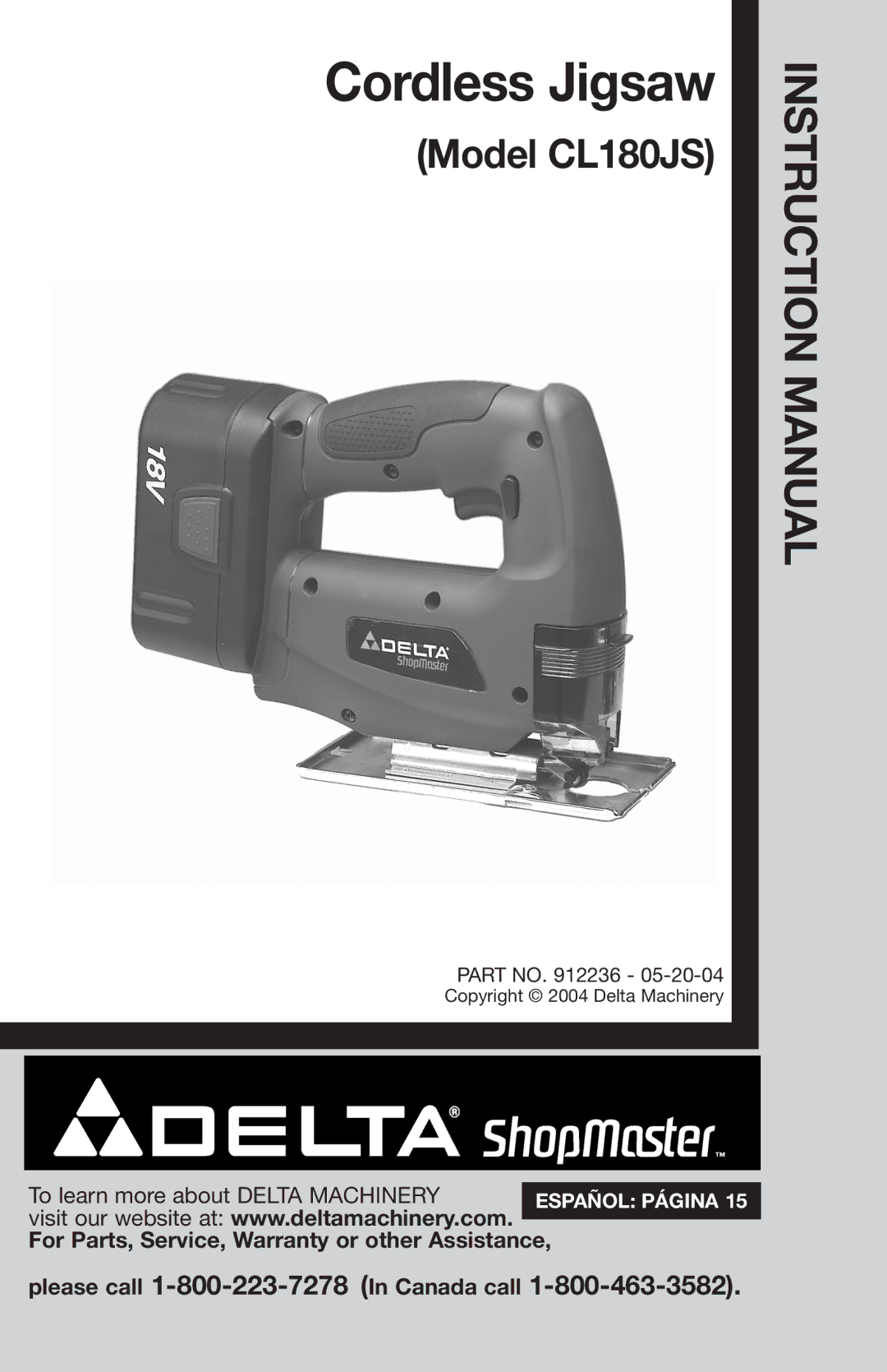 Delta CL180JS instruction manual Cordless Jigsaw 