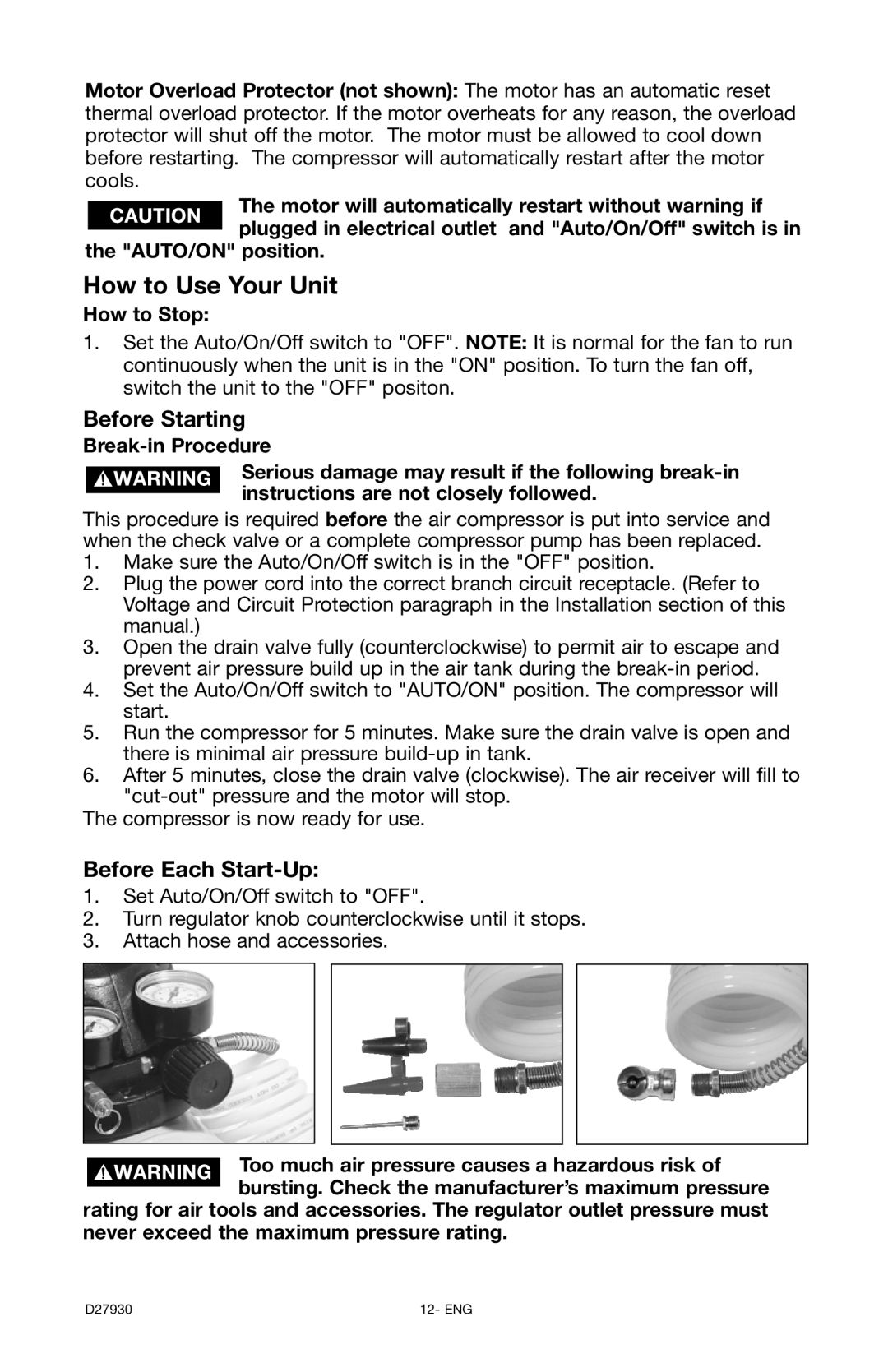Delta CP200, D27930 instruction manual How to Use Your Unit, Before Starting, Before Each Start-Up 