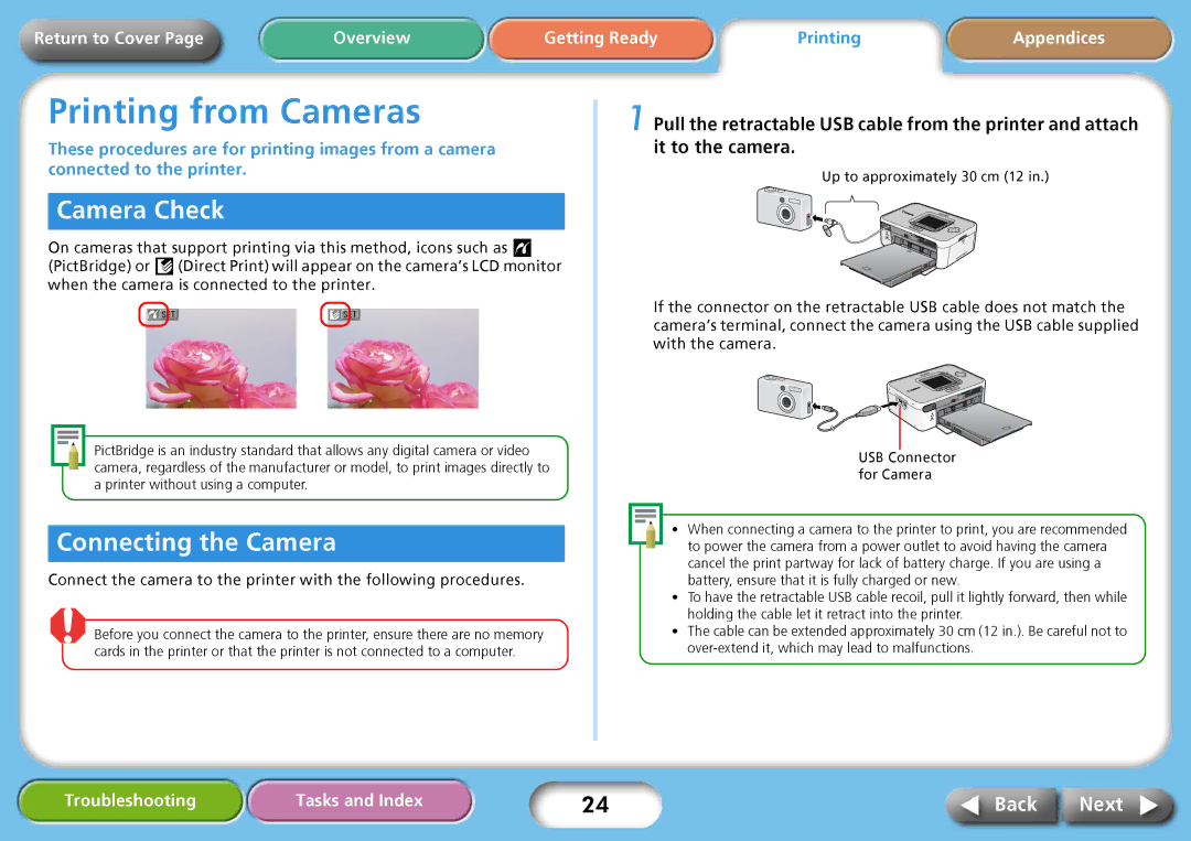 Delta CP740, CP750 specifications Camera Check, Connecting the Camera 