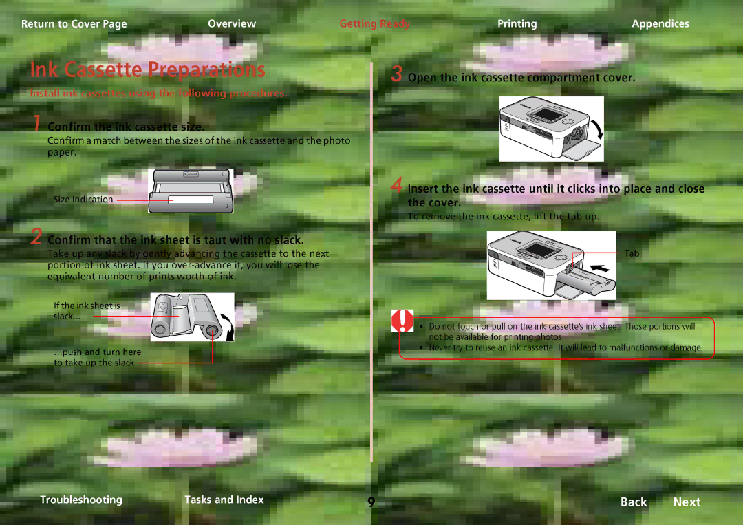 Delta CP750, CP740 specifications Confirm the ink cassette size, Confirm that the ink sheet is taut with no slack 