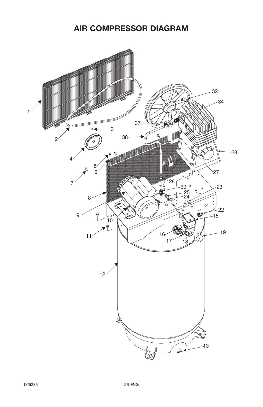 Delta D25235 029-2, DLKC6580V2 instruction manual AIR Compressor Diagram 