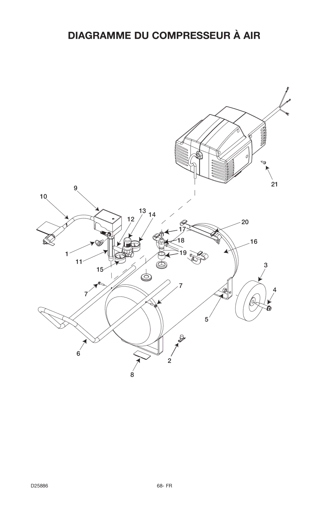 Delta D25886 instruction manual Diagramme DU Compresseur À AIR 