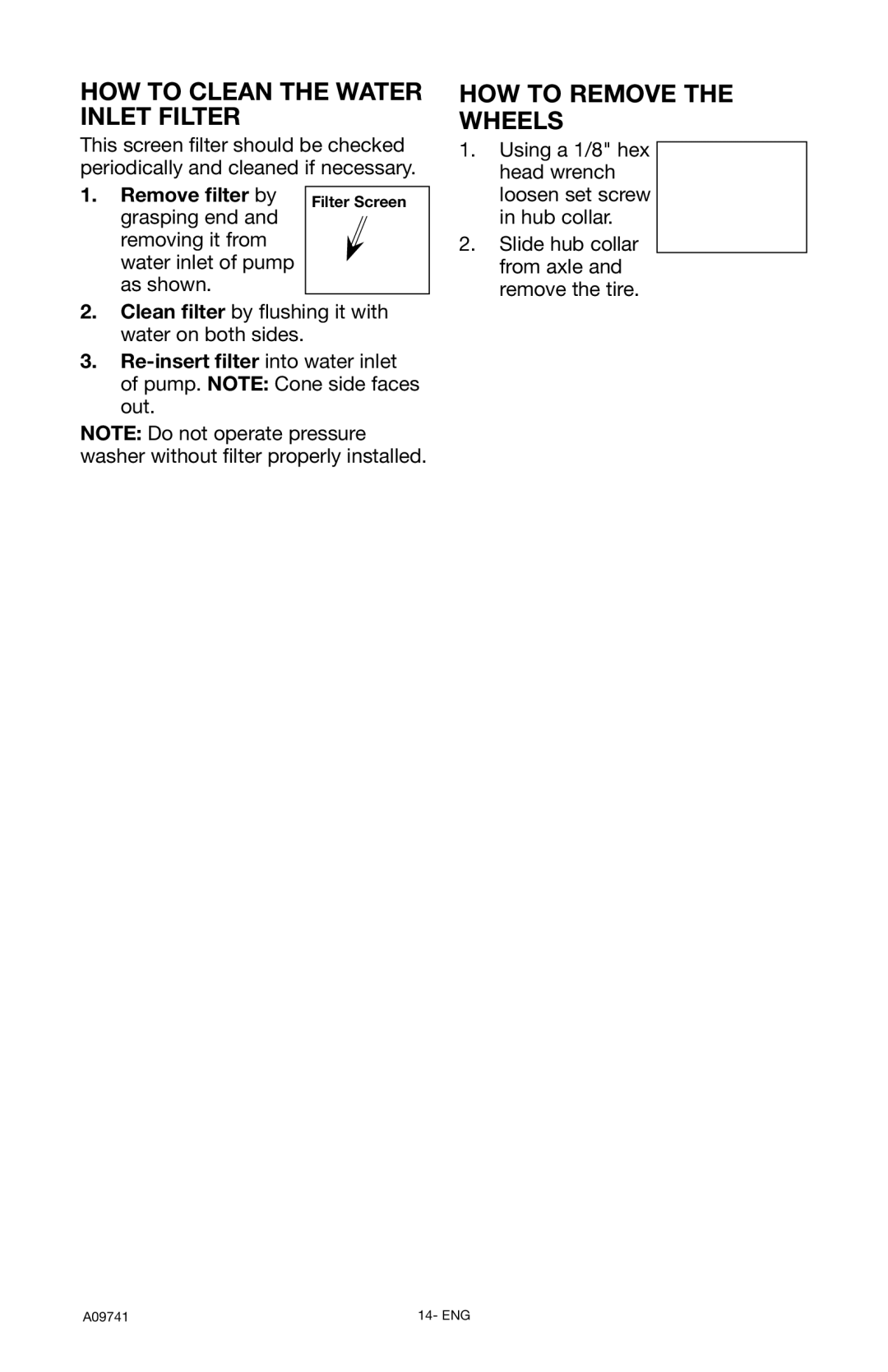 Delta D2750H instruction manual HOW to Clean the Water Inlet Filter, HOW to Remove the Wheels, Remove ﬁlter by 