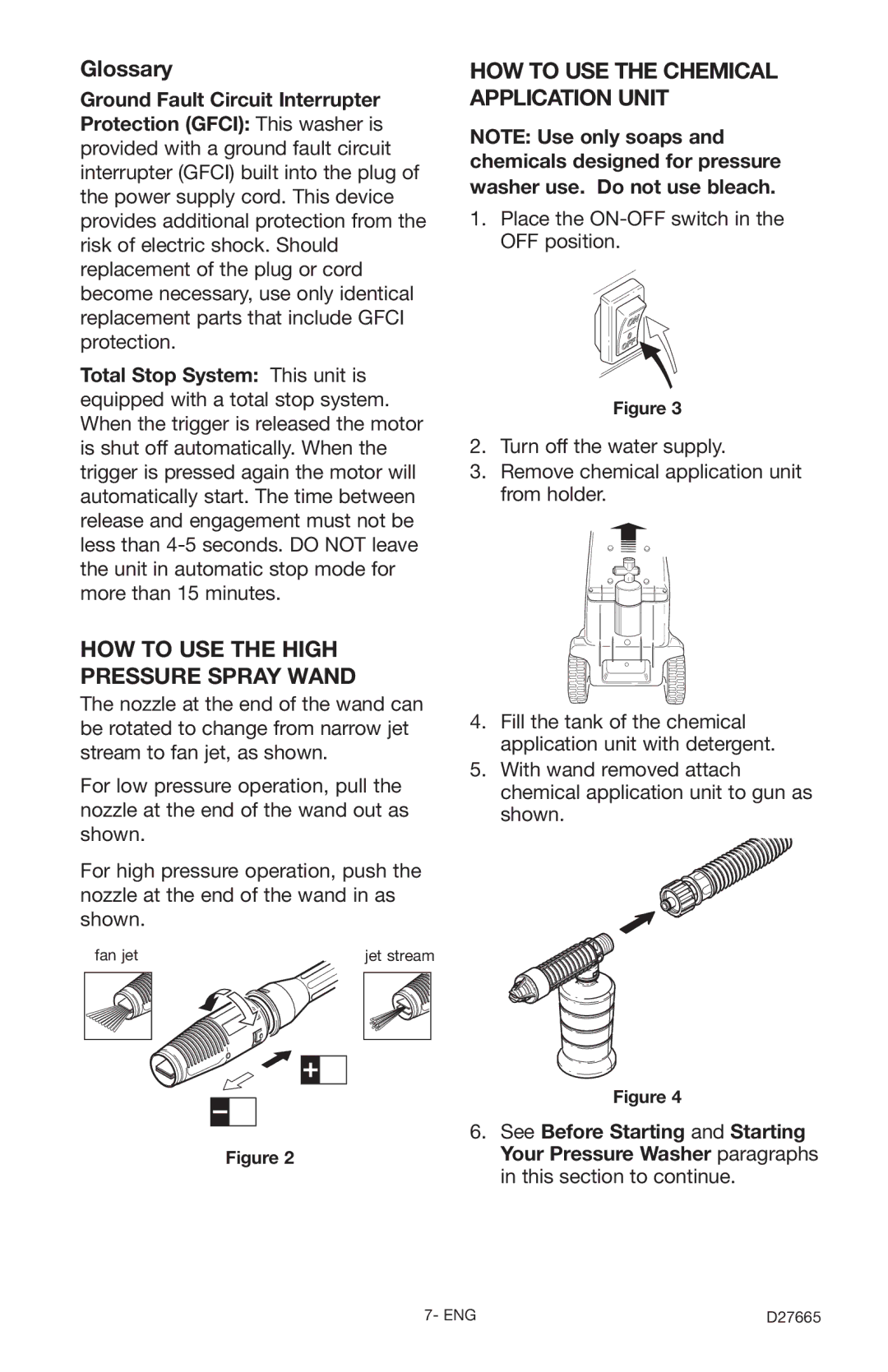 Delta D1600e, D27665 instruction manual HOW to USE the High Pressure Spray Wand, HOW to USE the Chemical Application Unit 