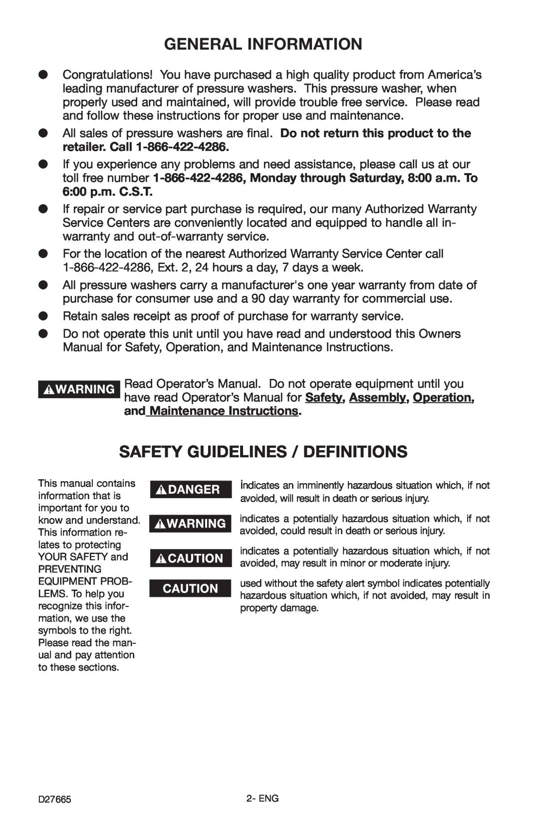 Delta D27665, D1600e instruction manual General Information, Safety Guidelines / Definitions, and Maintenance Instructions 