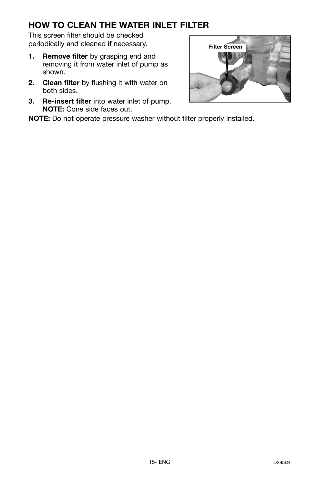 Delta D28569 instruction manual HOW to Clean the Water Inlet Filter 