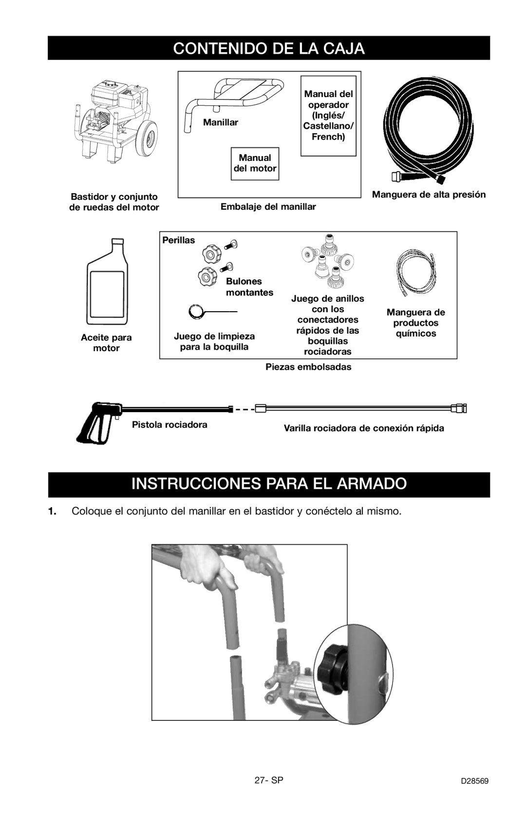 Delta D28569 instruction manual Contenido DE LA Caja, Instrucciones Para EL Armado 