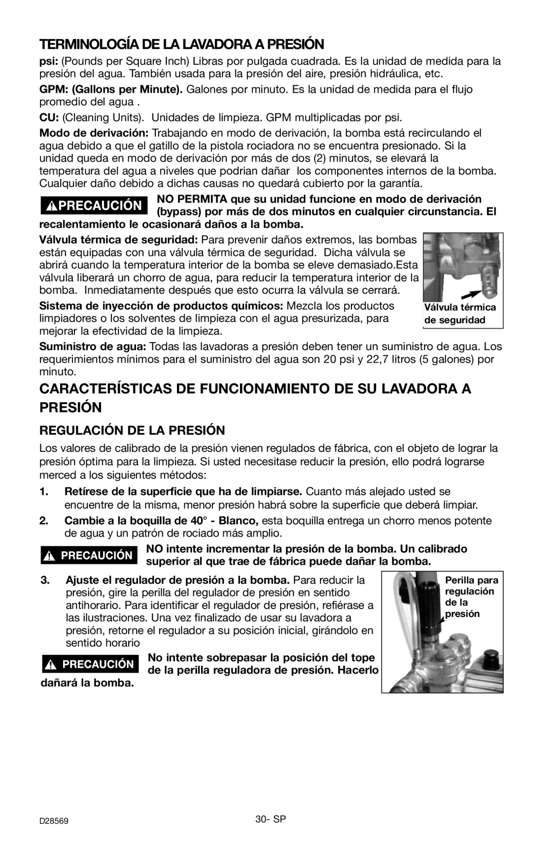 Delta D28569 Terminología DE LA Lavadora a Presión, Características DE Funcionamiento DE SU Lavadora a Presión 