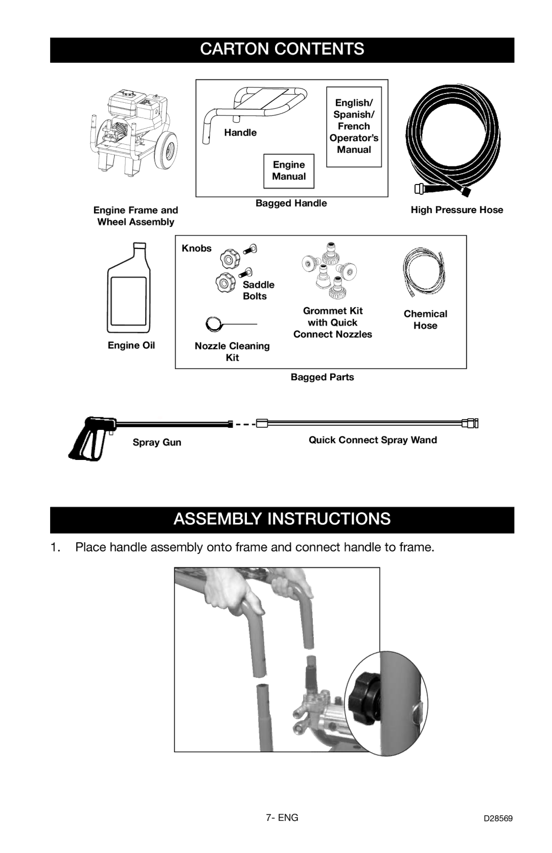 Delta D28569 instruction manual Carton Contents, Assembly Instructions 