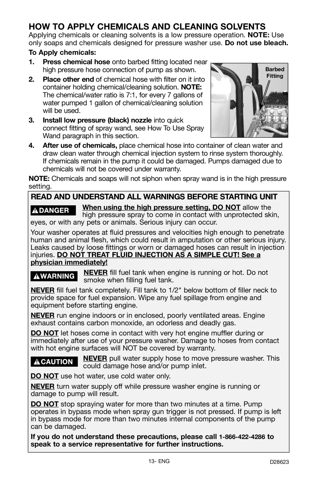 Delta D28623 instruction manual Read and Understand ALL Warnings Before Starting Unit, To Apply chemicals 