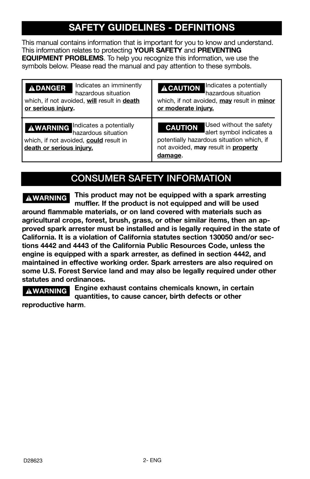 Delta D28623 Safety Guidelines Definitions, Consumer Safety Information, Or serious injury Or moderate injury, Damage 