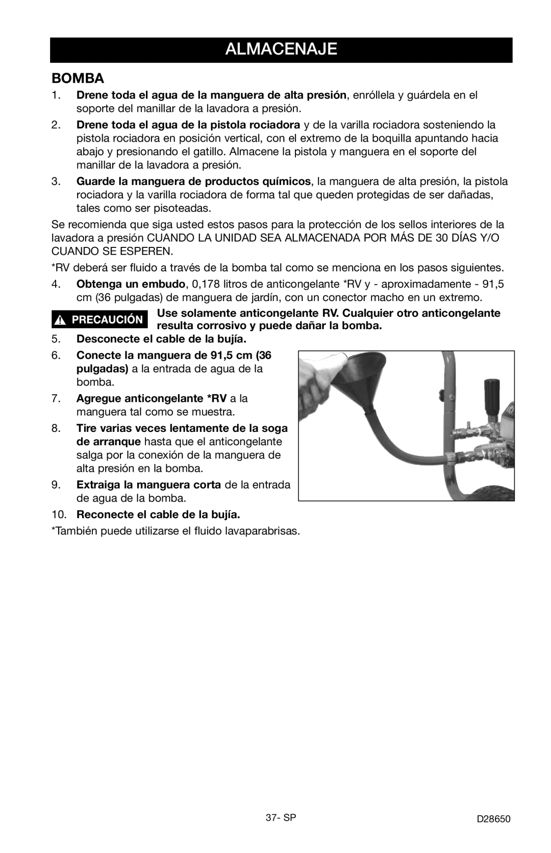 Delta D28650, D3500K instruction manual Almacenaje, Cuando SE Esperen 