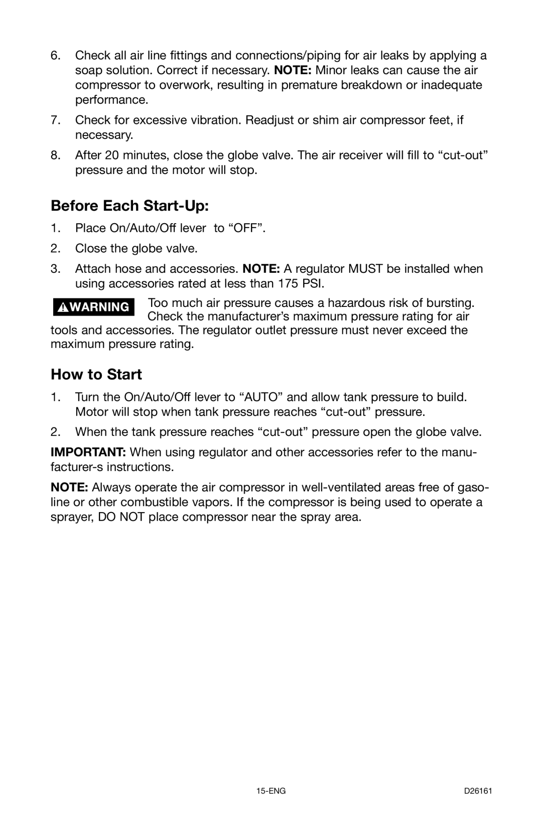 Delta DLKC6580V2-1 instruction manual Before Each Start-Up, How to Start 