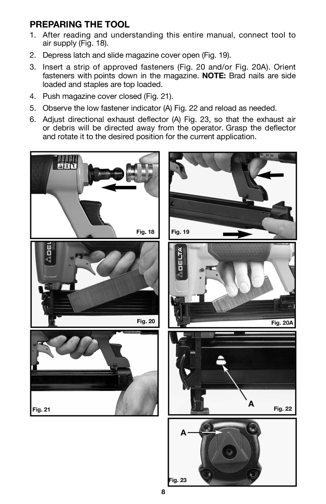 Delta DBS125, DNS100, DBN125 instruction manual Preparing the Tool 