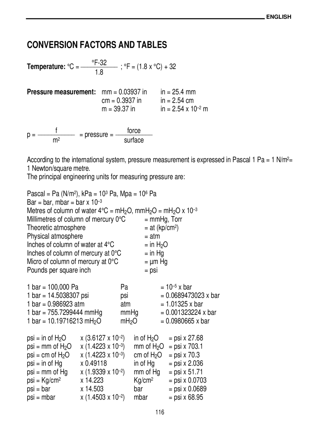 Delta DO 9704 manual Conversion Factors and Tables 