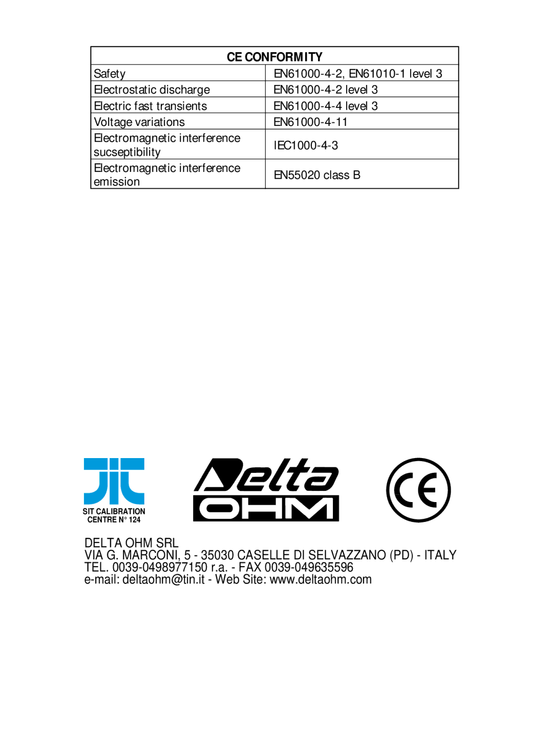 Delta DO 9704 manual Safety, EN61000-4-2, EN61010-1 level 