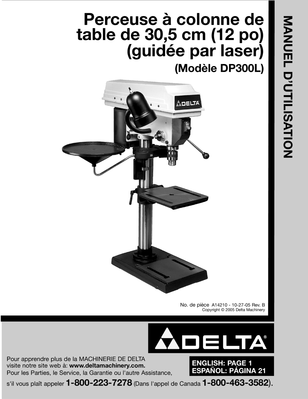 Delta DP300L instruction manual Manuel D’UTILISATION 