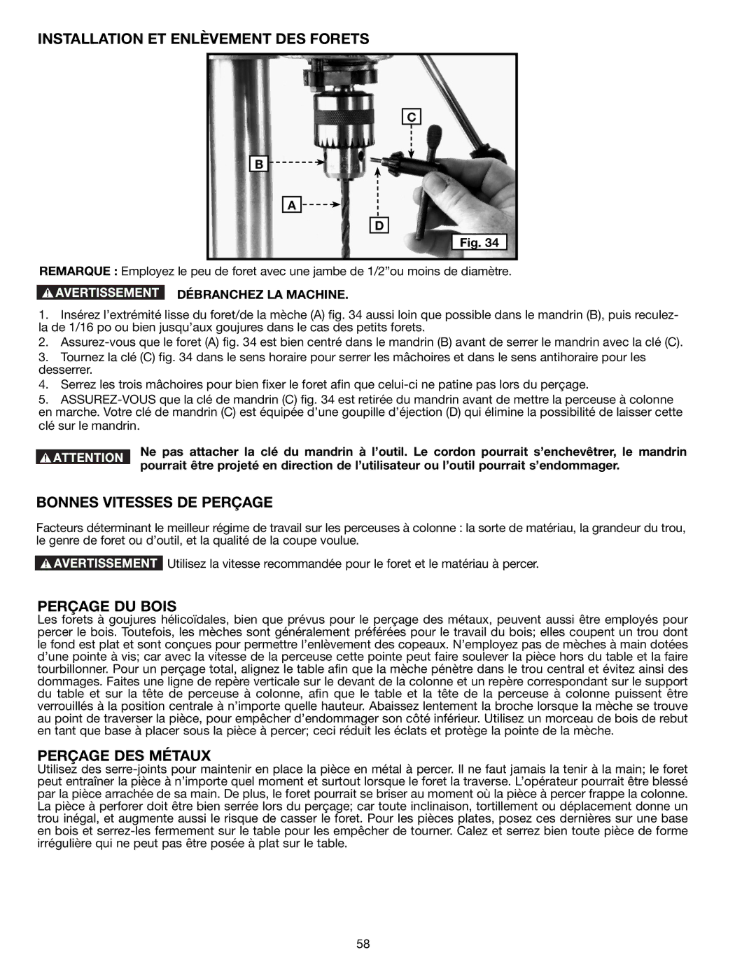 Delta DP300L Installation ET Enlèvement DES Forets, Bonnes Vitesses DE Perçage, Perçage DU Bois, Perçage DES Métaux 