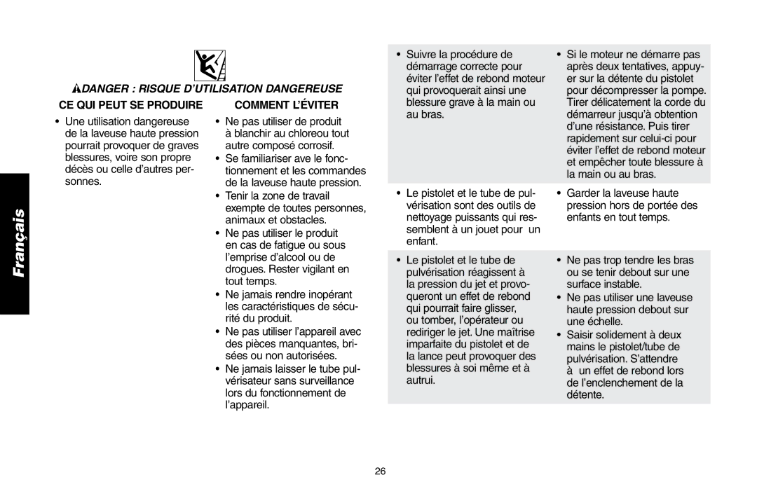 Delta DP3400 Suivre la procédure de, Démarrage correcte pour, Qui provoquerait ainsi une, Au bras, Enfant, Une échelle 