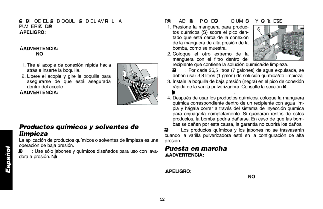 Delta DP3400 Productos químicos y solventes de limpieza, Puesta en marcha, Para Aplicar Productos Químicos Y Solventes 